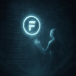 A glowing Formidable Forms logo floats in a digital chamber surrounded by invisible form fields. A faceless figure reaches toward the light, representing headless form submission. Code and API streams pulse through the scene.