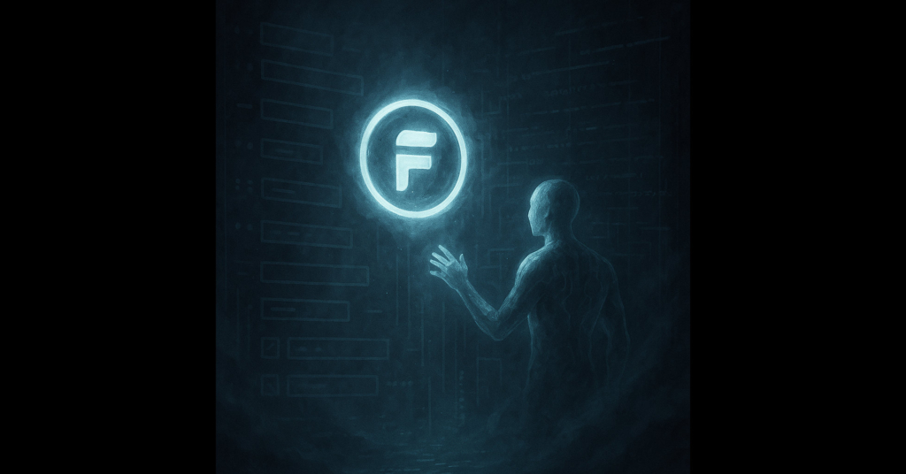 A glowing Formidable Forms logo floats in a digital chamber surrounded by invisible form fields. A faceless figure reaches toward the light, representing headless form submission. Code and API streams pulse through the scene.